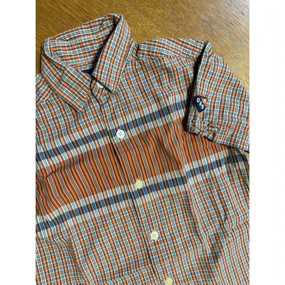 Vintage‎ OshKosh B'Gosh Plaid Shirt Boys 6 Y2K 90s Orange Blue